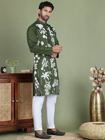 Embroidered Straight Kurta Pyjama Set.