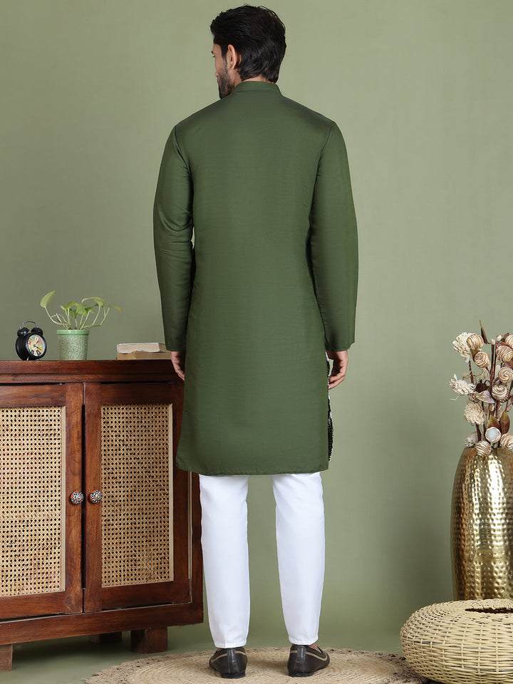 Embroidered Straight Kurta Pyjama Set.