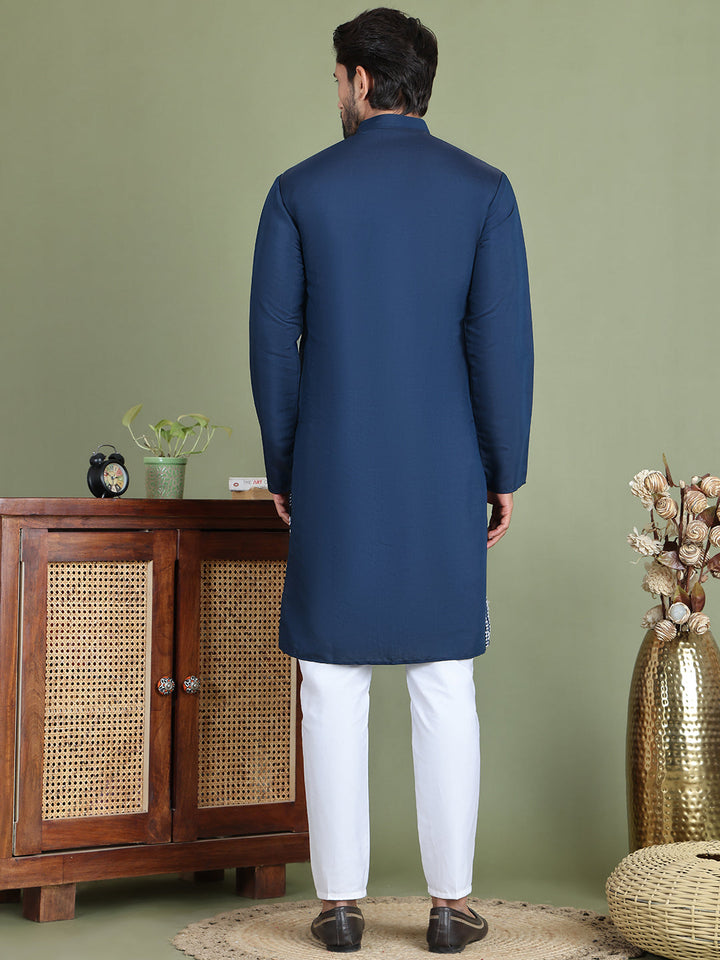 Embroidered Straight Kurta Pyjama Set.