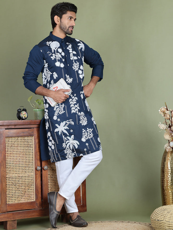 Embroidered Straight Kurta Pyjama Set.