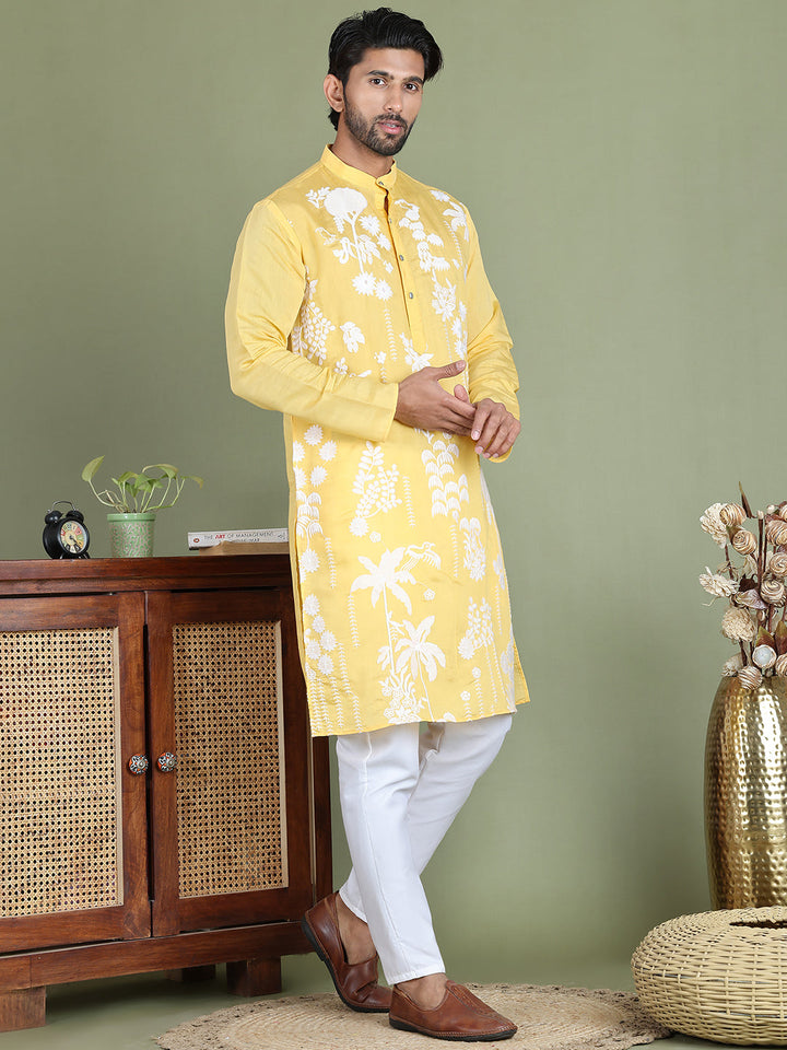 Embroidered Straight Kurta Pyjama Set.