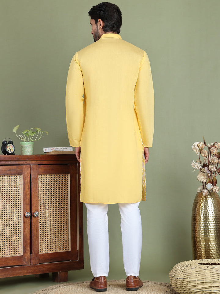 Embroidered Straight Kurta Pyjama Set.