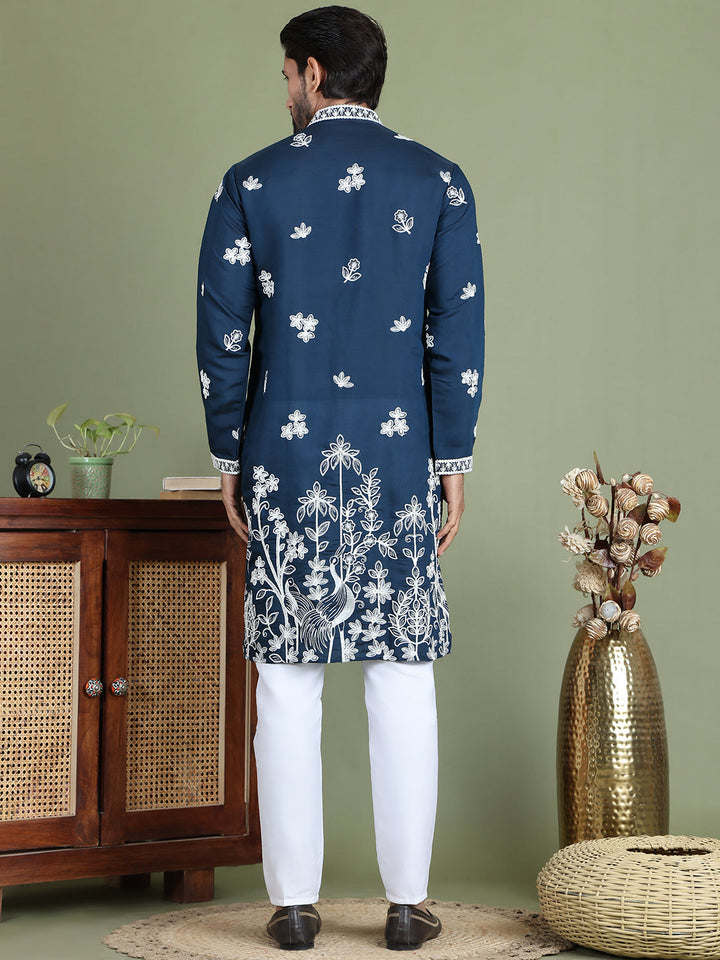 Floral Embroidered And Sequins Kurta Set
