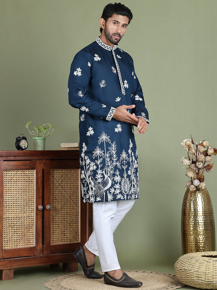 Floral Embroidered And Sequins Kurta Set