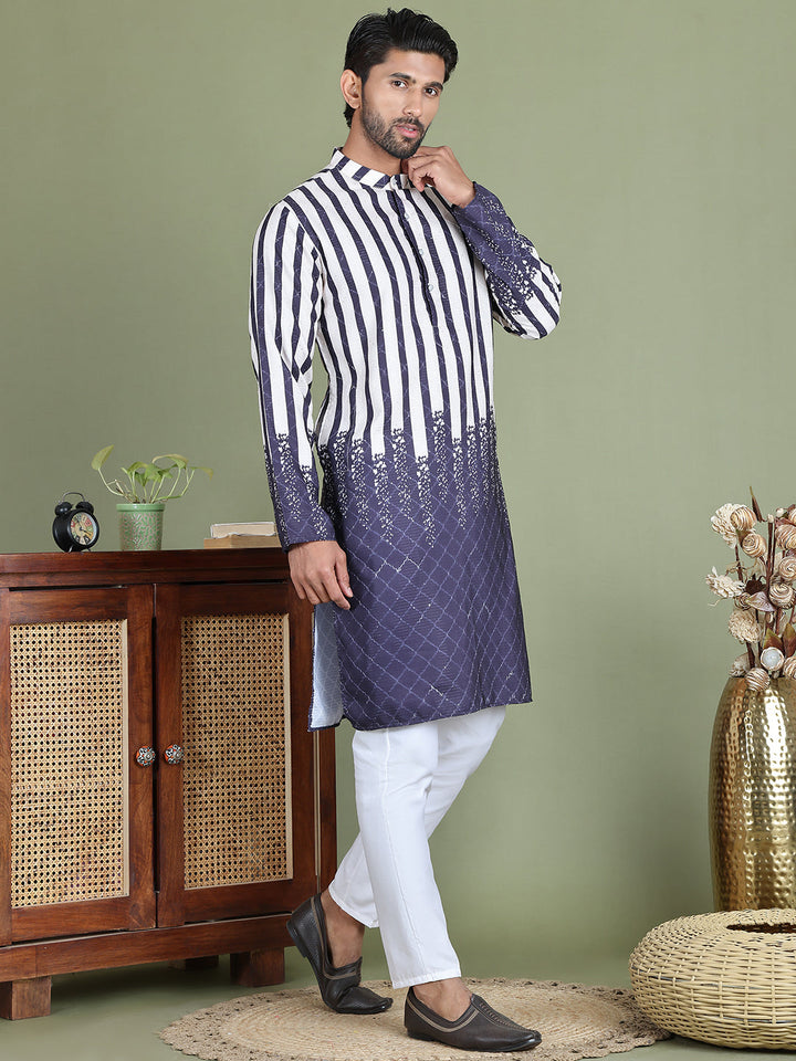 Striped Kurta Pyjama Set For Men