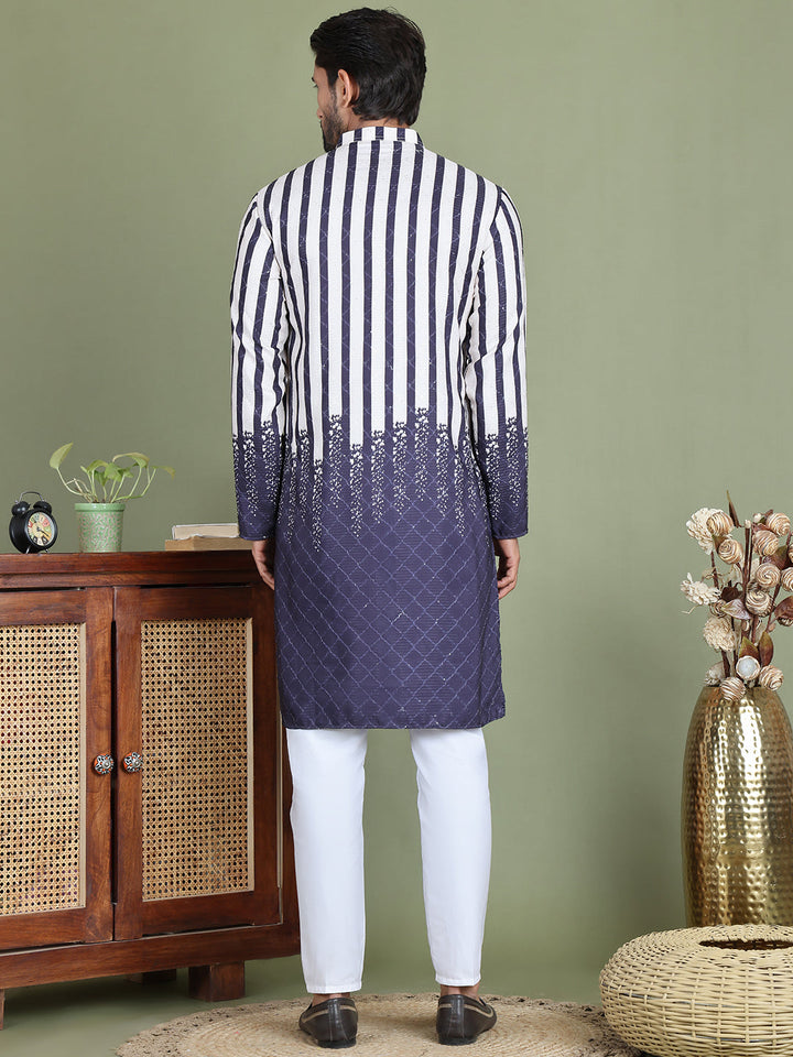 Striped Kurta Pyjama Set For Men