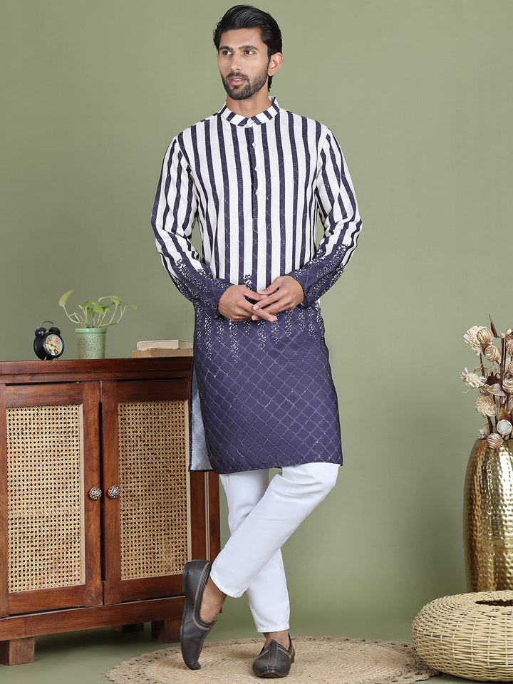 Striped Kurta Pyjama Set For Men