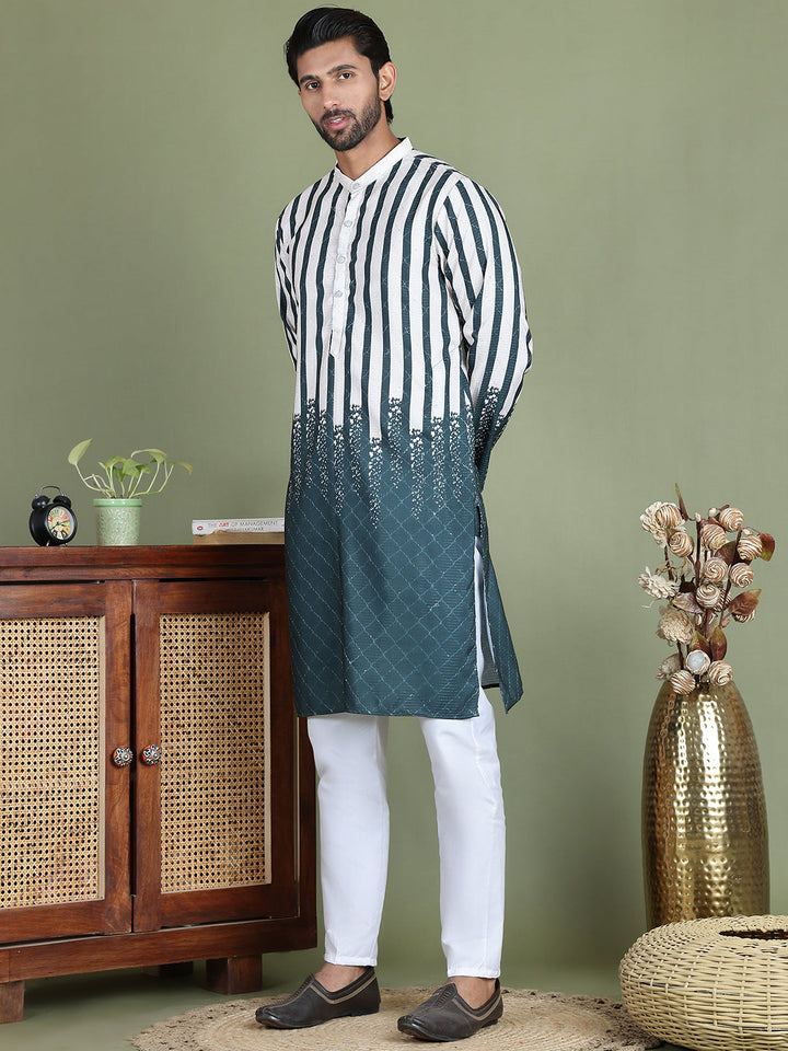 Striped Kurta Pyjama Set For Men