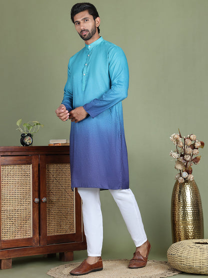 Sequins And Ombre Design Kurta Pyjama Set For Men