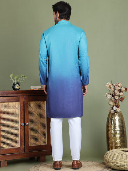 Sequins And Ombre Design Kurta Pyjama Set For Men