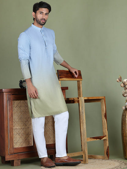 Sequins And Ombre Design Kurta Pyjama Set For Men
