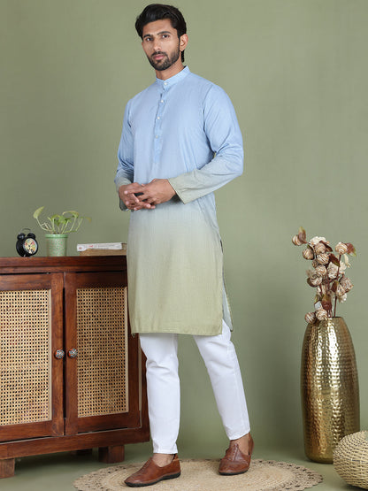 Sequins And Ombre Design Kurta Pyjama Set For Men