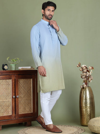 Sequins And Ombre Design Kurta Pyjama Set For Men