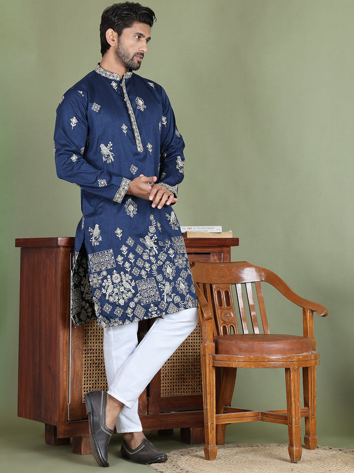 Floral Embroidered And Sequins Kurta Set