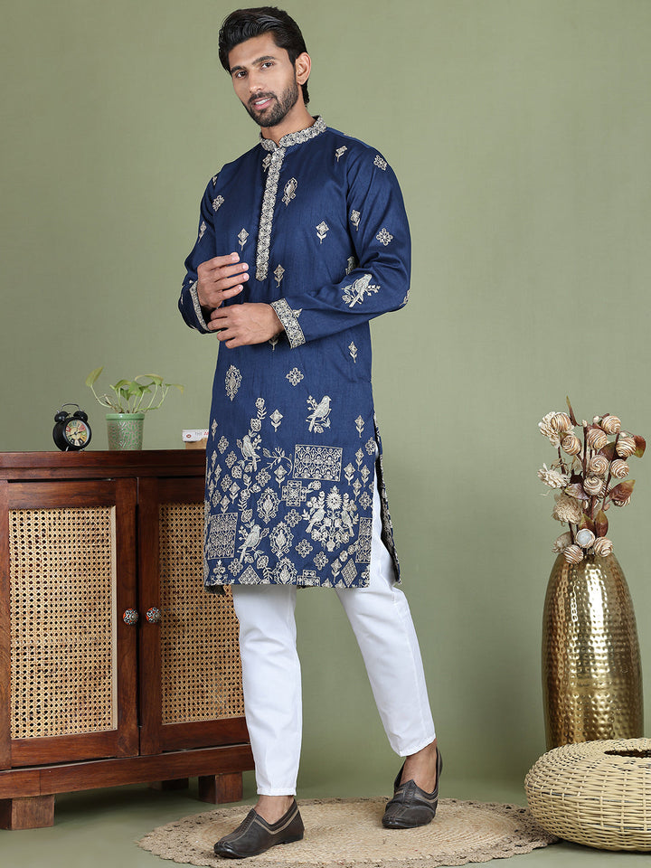 Floral Embroidered And Sequins Kurta Set