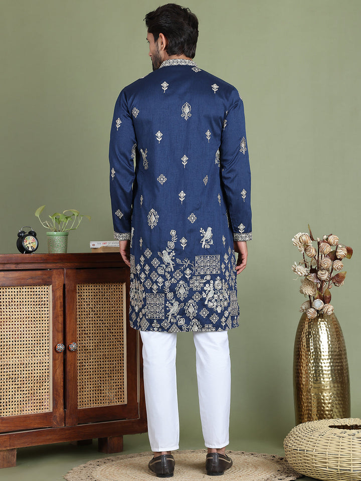 Floral Embroidered And Sequins Kurta Set
