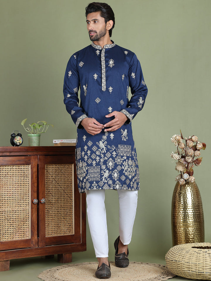 Floral Embroidered And Sequins Kurta Set