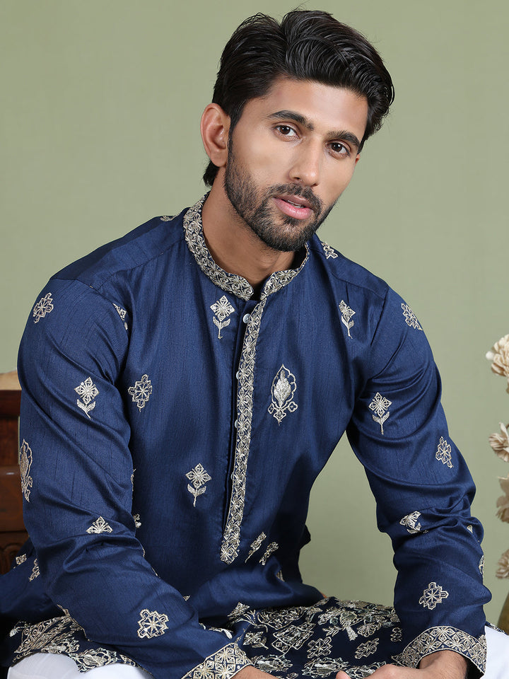 Floral Embroidered And Sequins Kurta Set