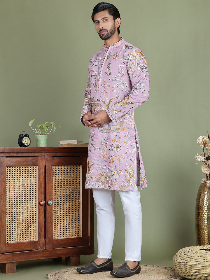 Floral Embroidered Straight Kurta Set