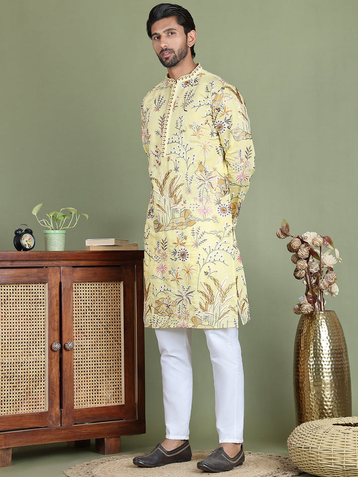 Floral Embroidered Straight Kurta Set