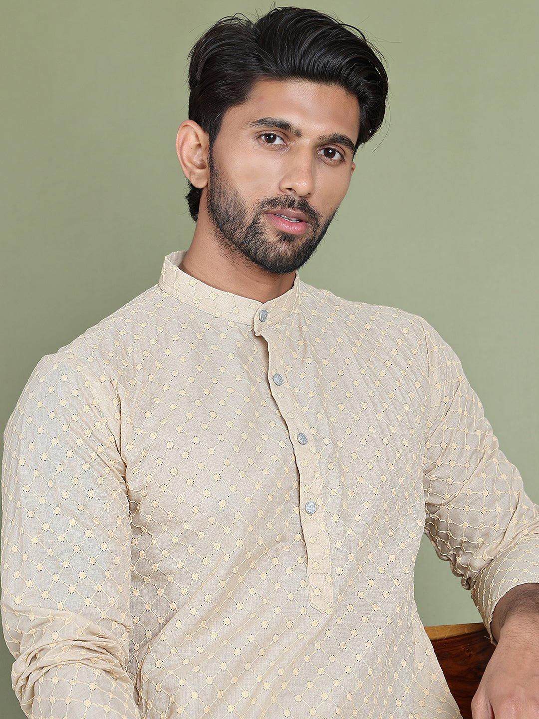 Chikankari Pure Cotton Kurta With Churidar
