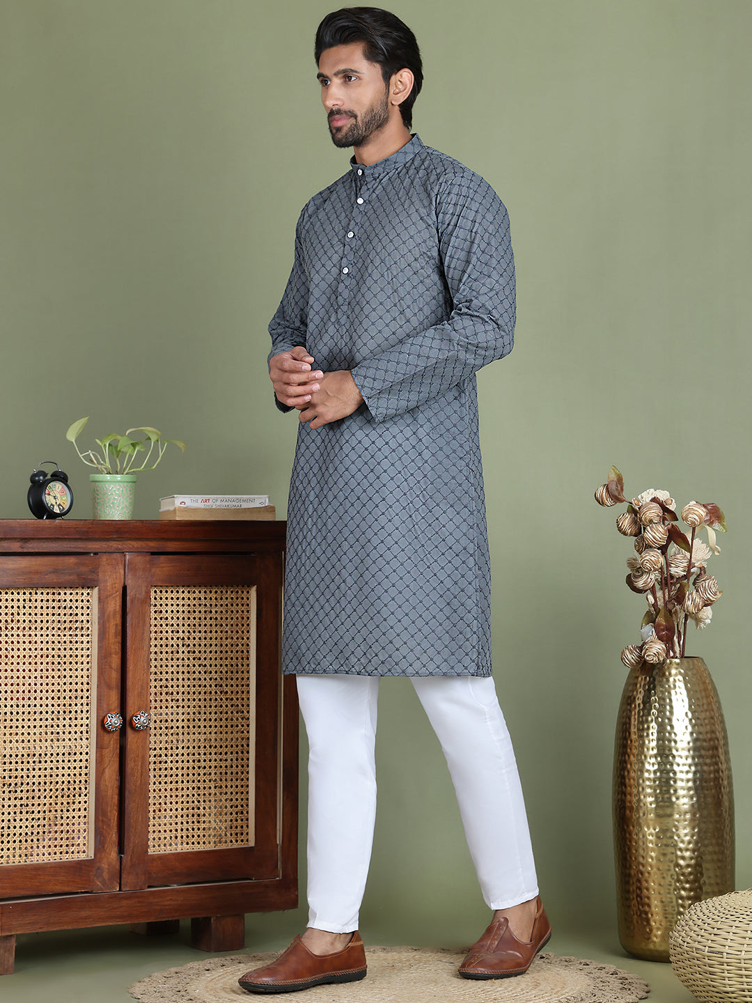 Chikankari Pure Cotton Kurta With Churidar