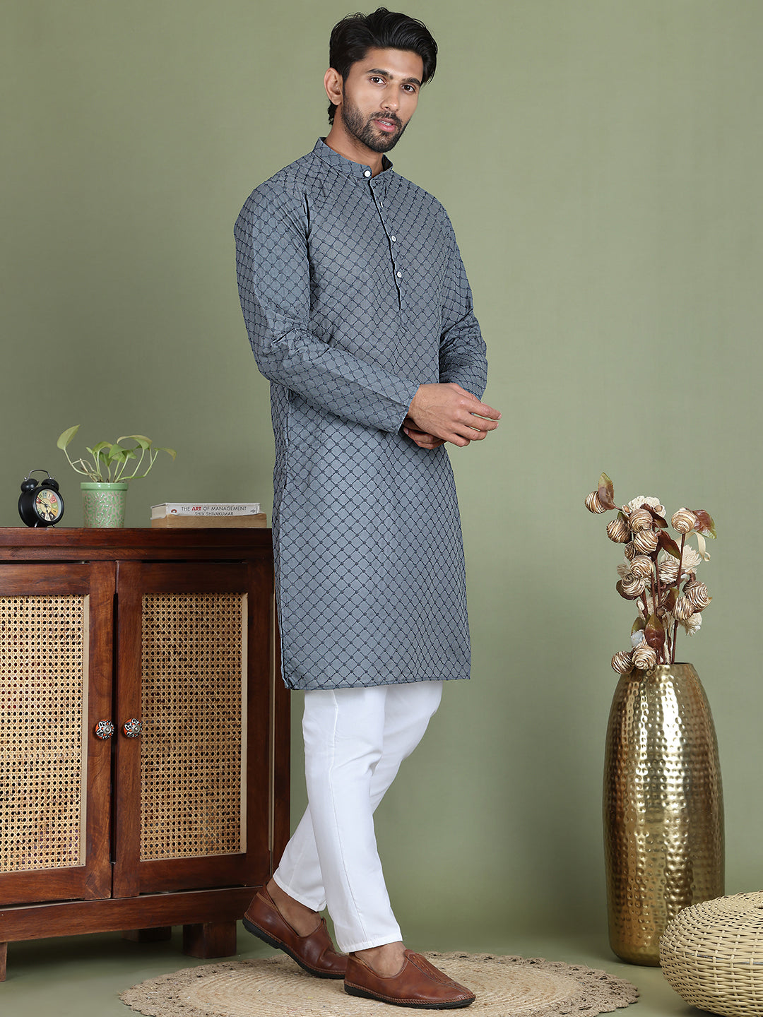Chikankari Pure Cotton Kurta With Churidar