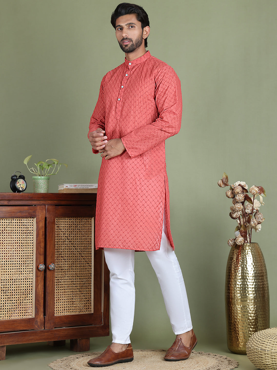 Chikankari Pure Cotton Kurta With Churidar