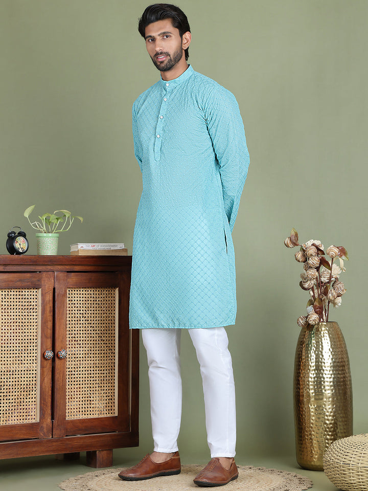 Chikankari Pure Cotton Kurta With Churidar