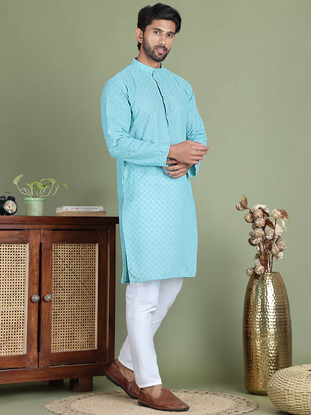 Chikankari Pure Cotton Kurta With Churidar