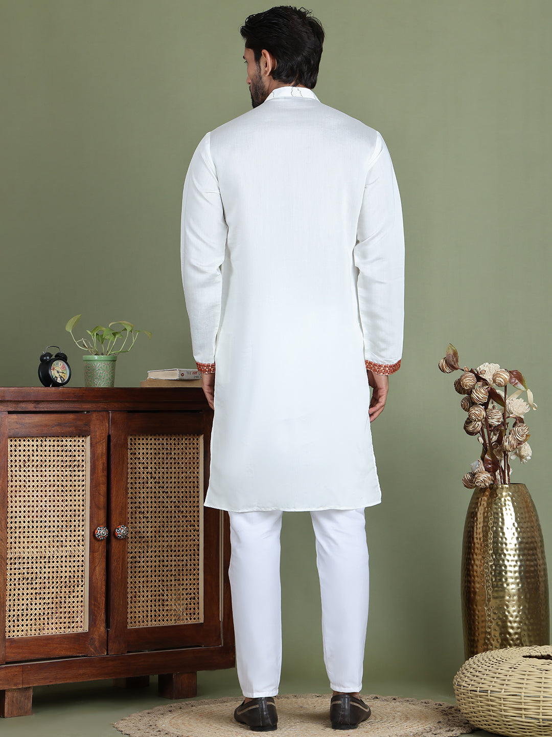 Embroidered And Sequins Kurta Set