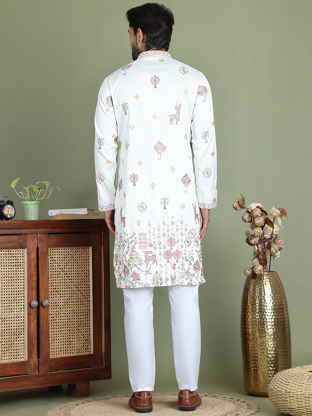 Floral Embroidered And Sequins Kurta Set