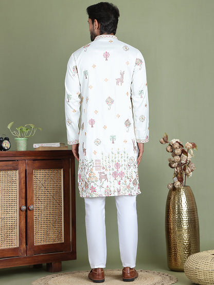 Floral Embroidered And Sequins Kurta Set