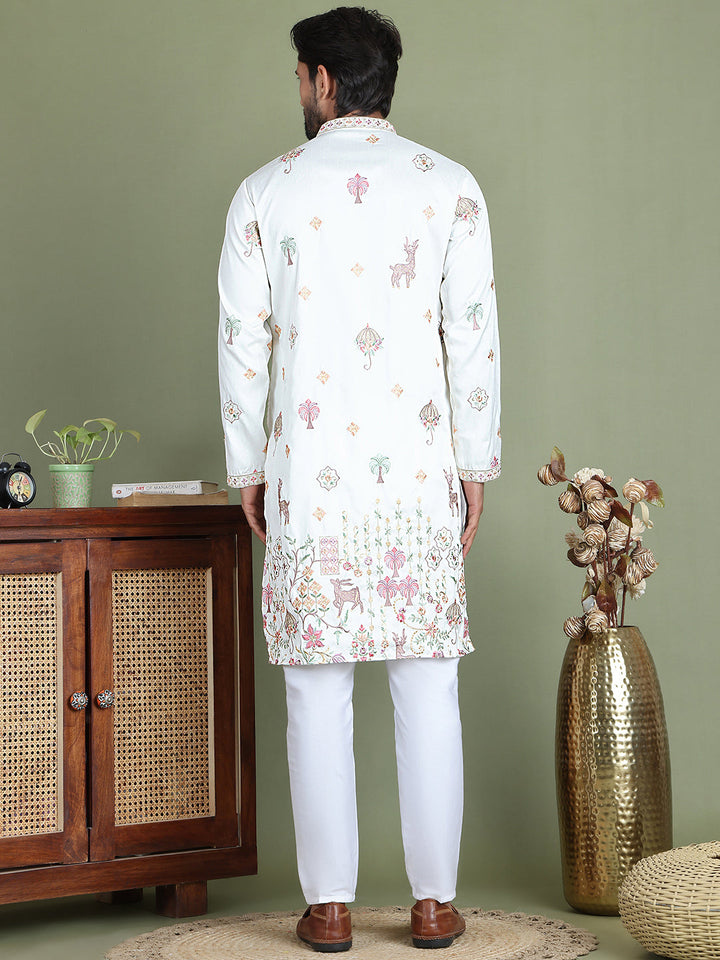 Floral Embroidered And Sequins Kurta Set