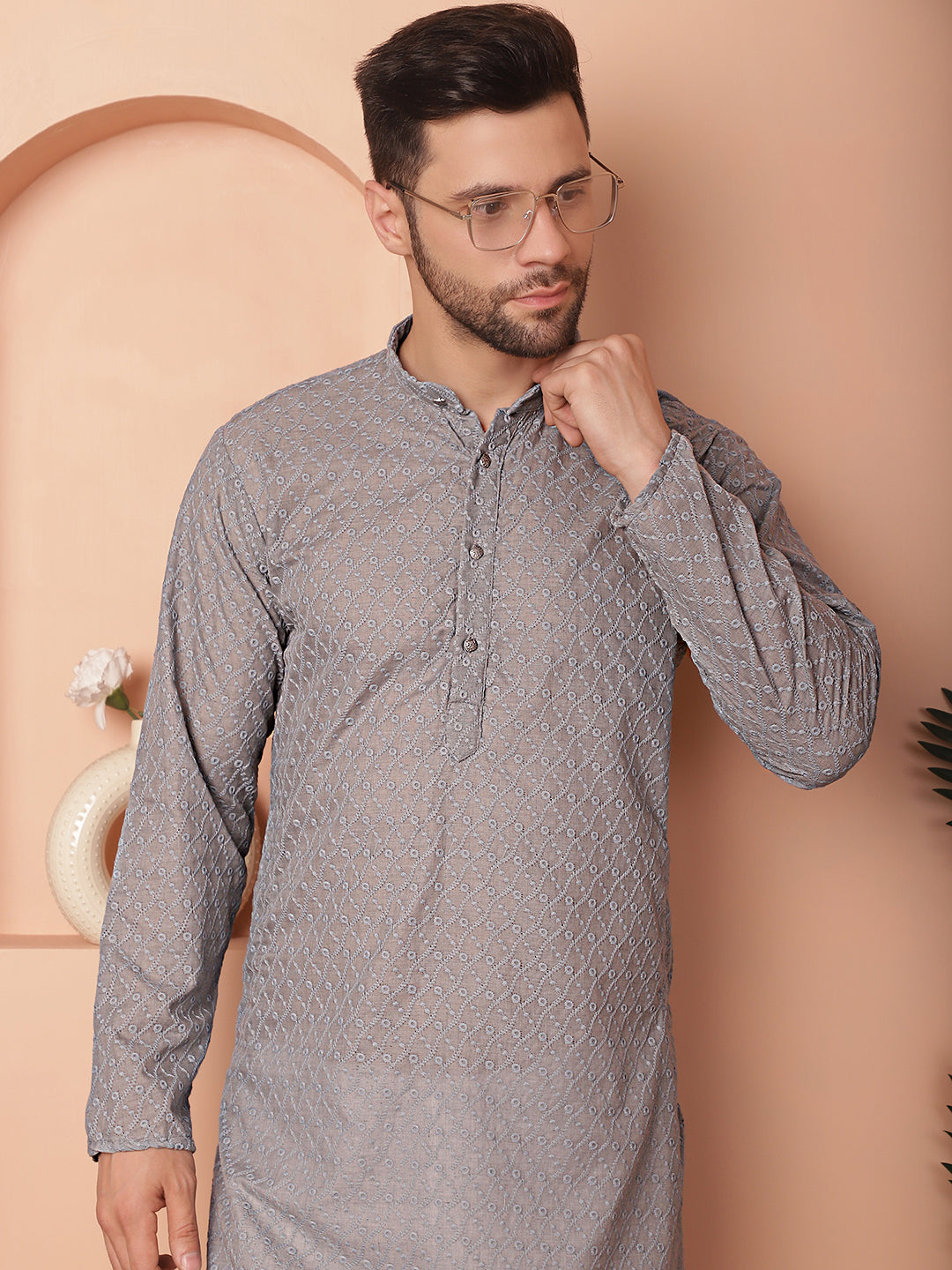 Chikankari Pure Cotton Kurta With Churidar