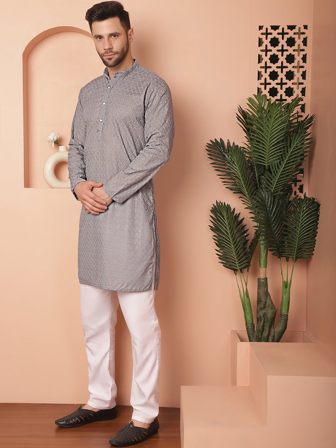 Chikankari Pure Cotton Kurta With Churidar
