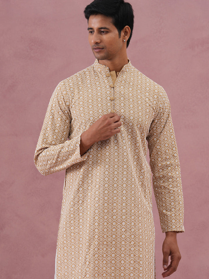 Floral Embroidered Kurta With Churidar