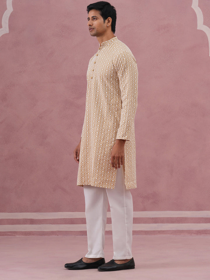 Floral Embroidered Kurta With Churidar