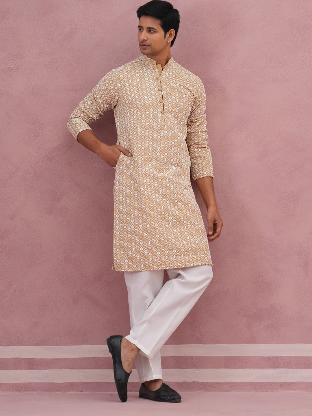 Floral Embroidered Kurta With Churidar