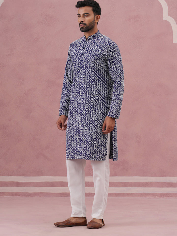 Floral Embroidered Kurta With Churidar