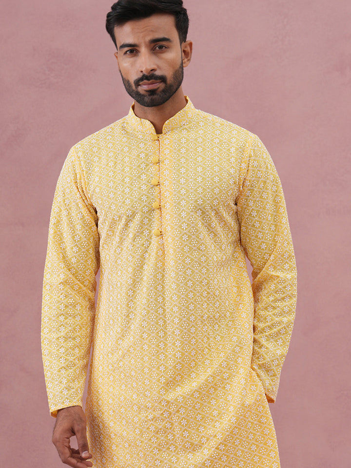 Floral Embroidered Kurta With Churidar