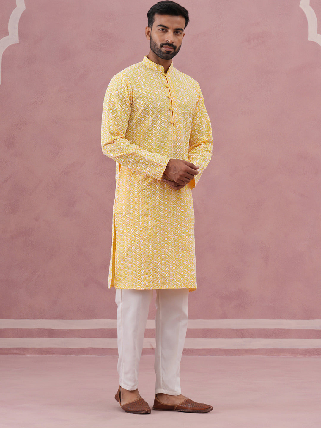 Floral Embroidered Kurta With Churidar