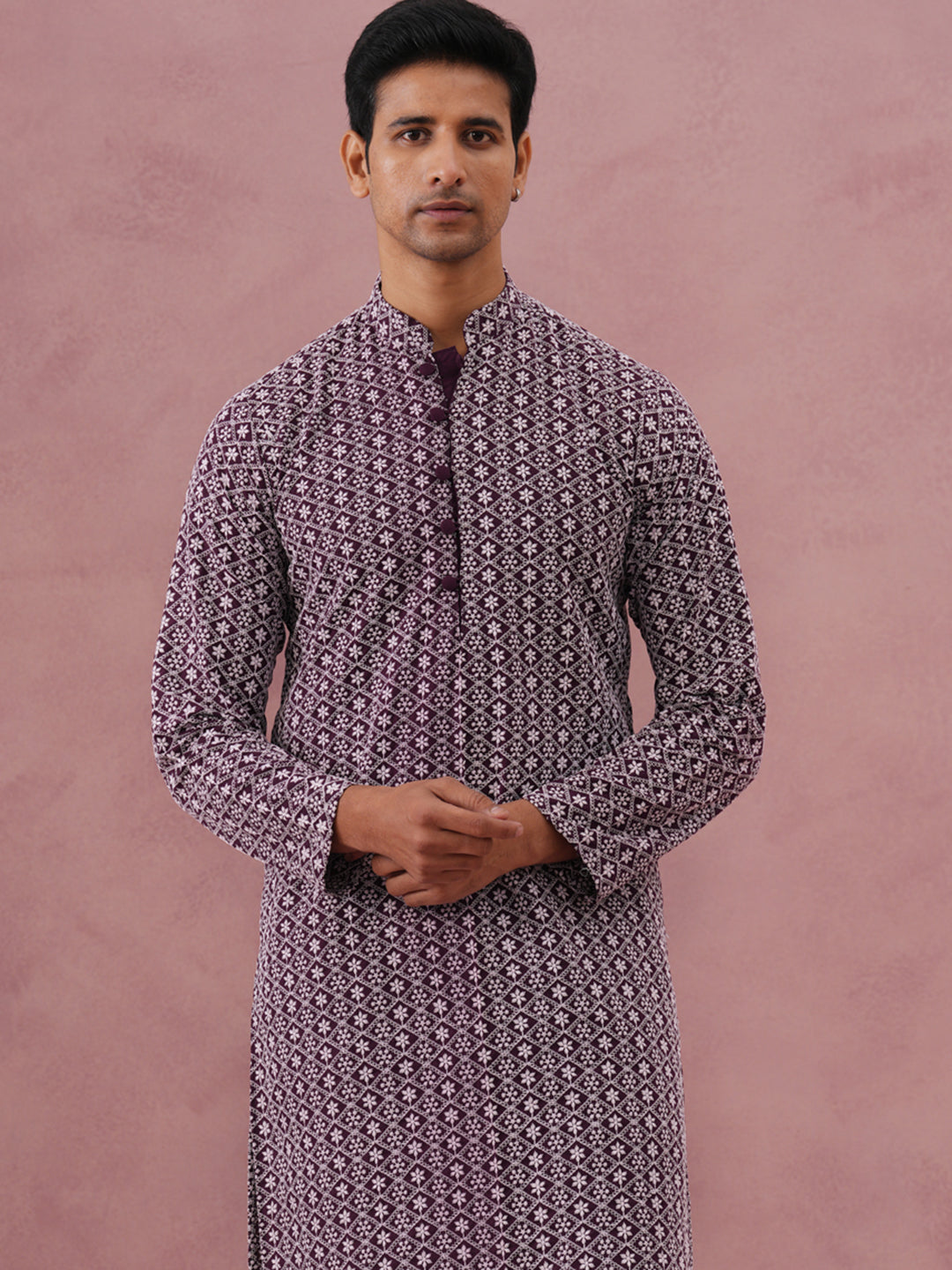 Floral Embroidered Kurta With Churidar