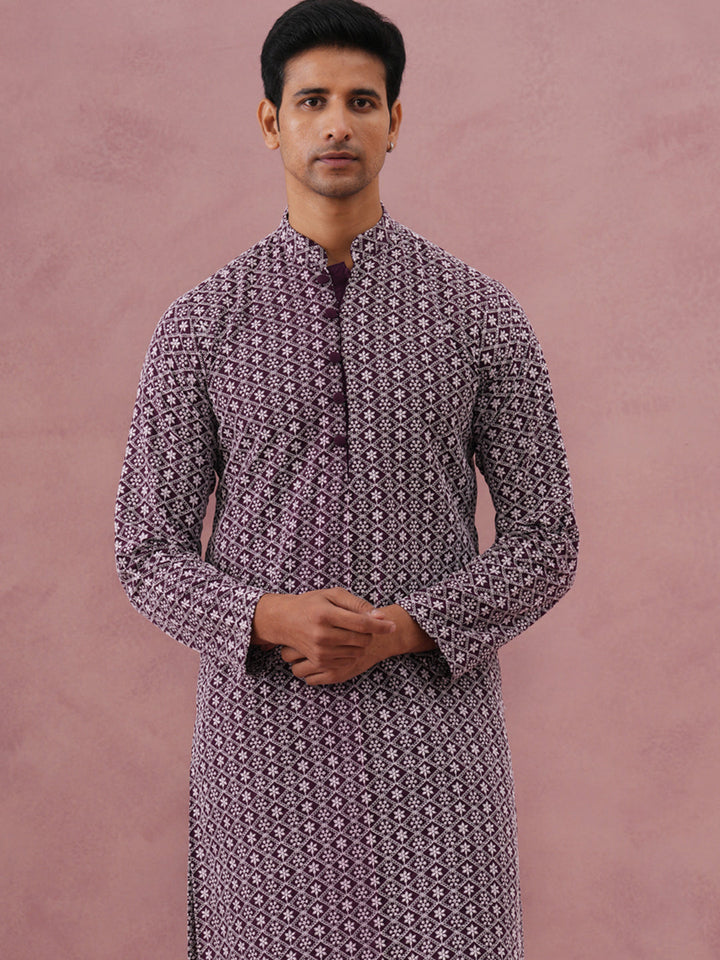 Floral Embroidered Kurta With Churidar