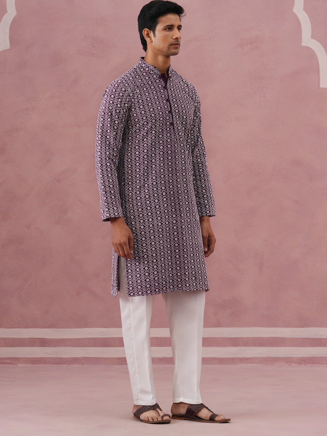 Floral Embroidered Kurta With Churidar