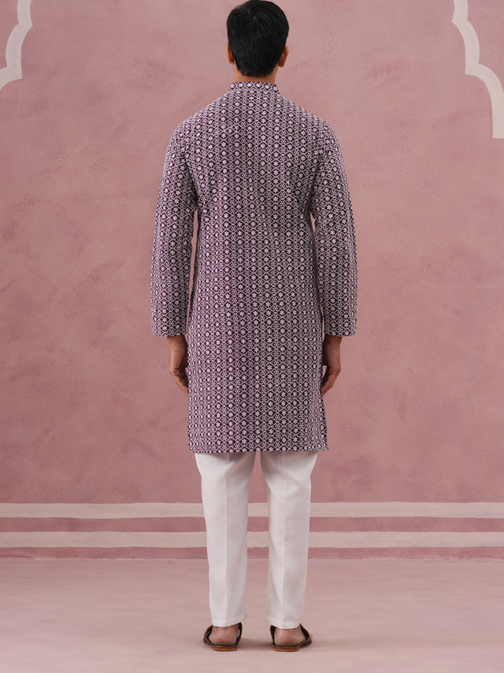 Floral Embroidered Kurta With Churidar