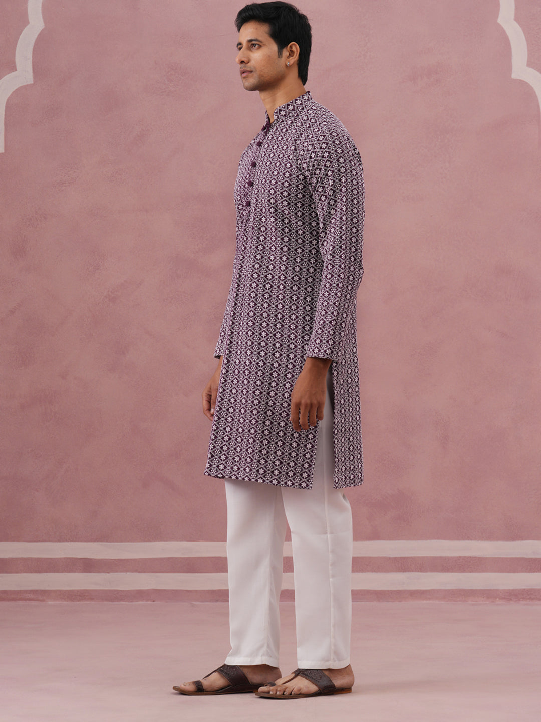 Floral Embroidered Kurta With Churidar