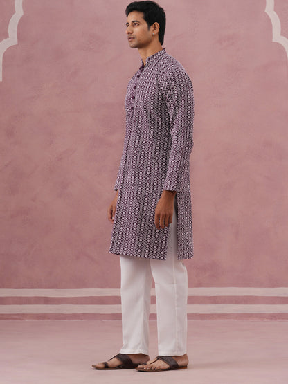 Floral Embroidered Kurta With Churidar