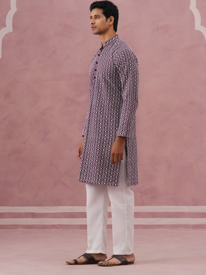 Floral Embroidered Kurta With Churidar