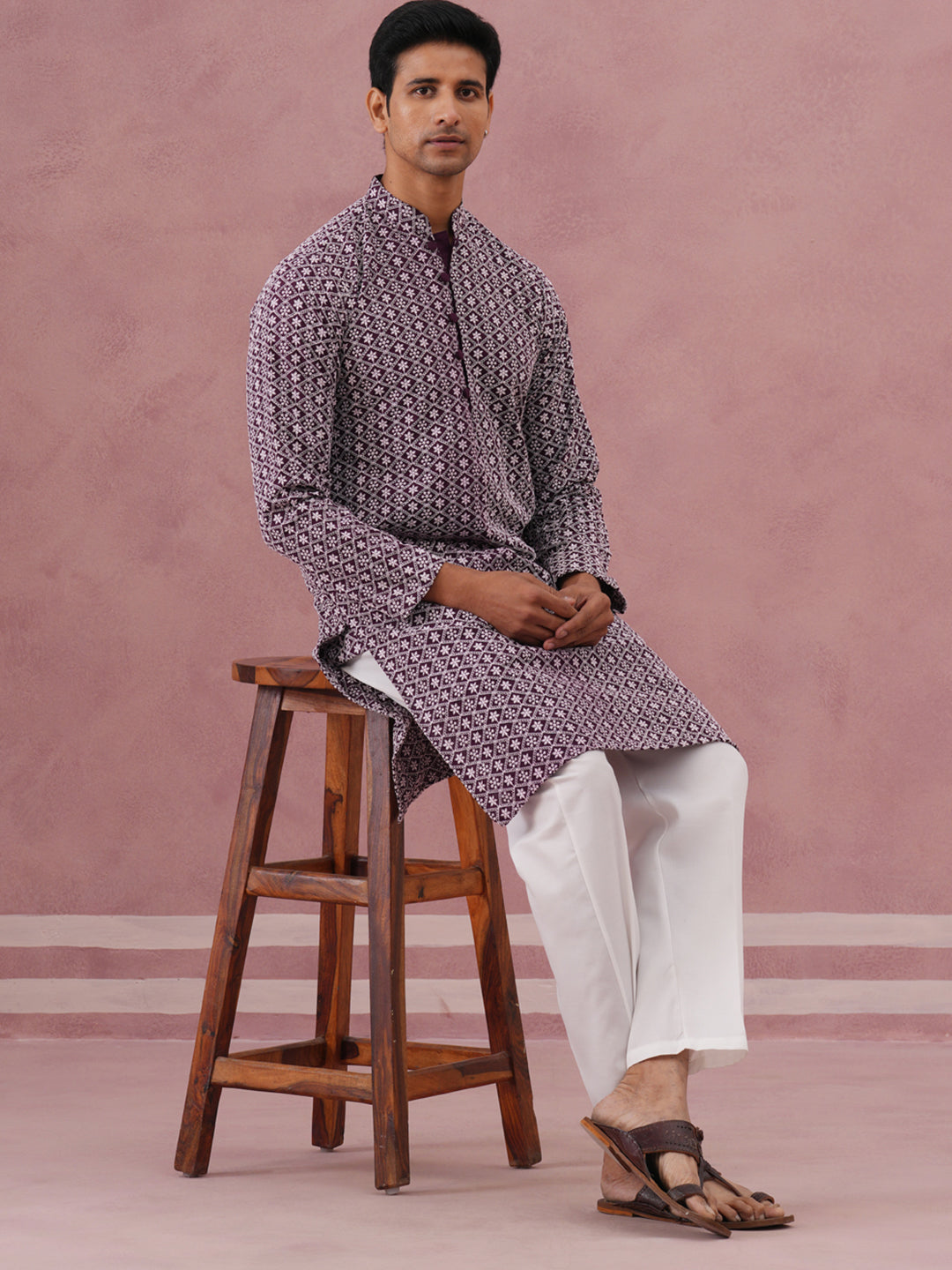 Floral Embroidered Kurta With Churidar